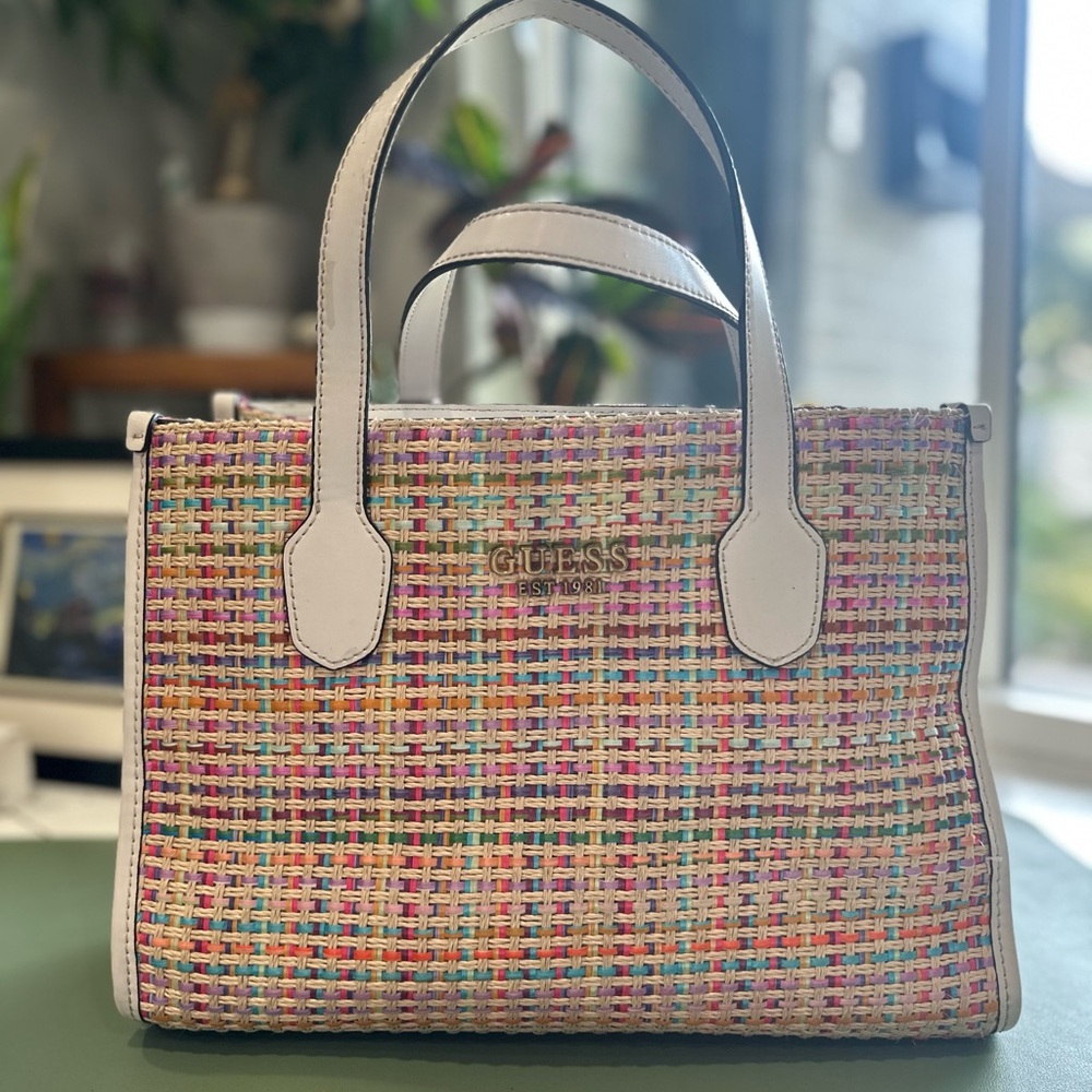 Guess Colorful Woven Tote Bag